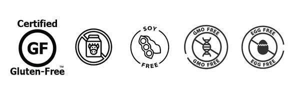 gluten free certified, non gmo, dairy free, soy free
